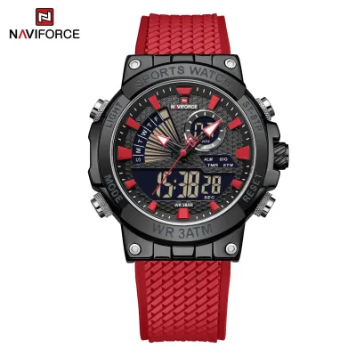 NAVIFORCE 9219 Creative Multifunction Man Wristwatches TPU Strap LCD Display Electronic Watches for Men Casual Wild Male Clock